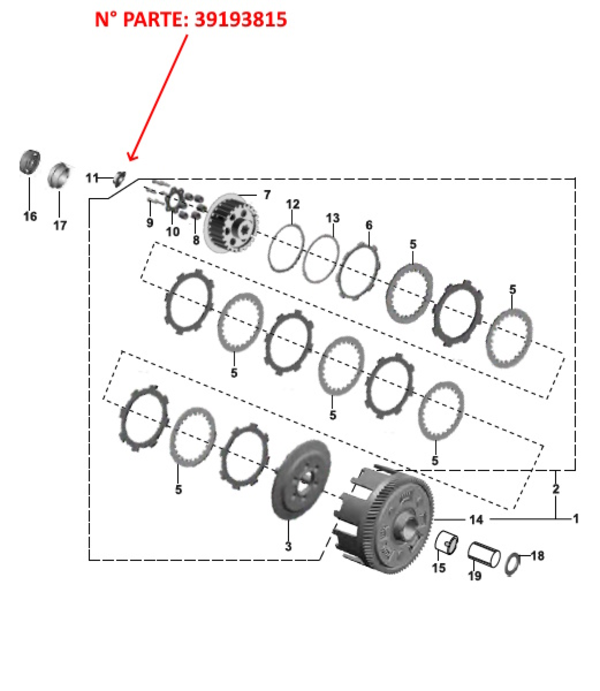 TUERCA HEXAGONAL 16MM CLUTCH BAJAJ RE205 - RE4S - RE250 MAXIMA