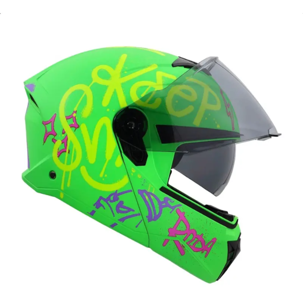 CASCO RODA BOOSTER VERDE CAPRACK TALLA S MICA HUMO ABATIBLE DOT