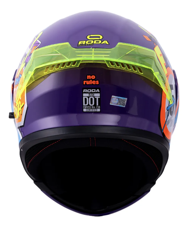 CASCO RODA RUSH NO RULES TALLA XL MORADO MICA HUMO ABATIBLE CERT. DOT