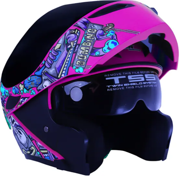 CASCO ABATIBLE IRON RACING STREET STYLE ROSA TALLA L IR-121 DOT