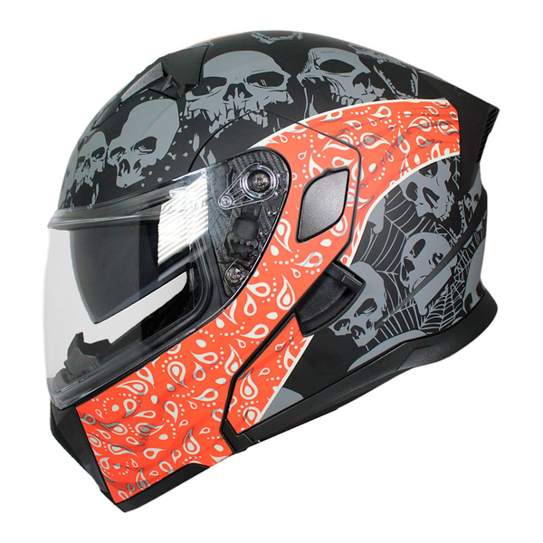 CASCO ABATIBLE HALF BANDIDO ORANGE TALLA XL CERT. DOT CON LUZ