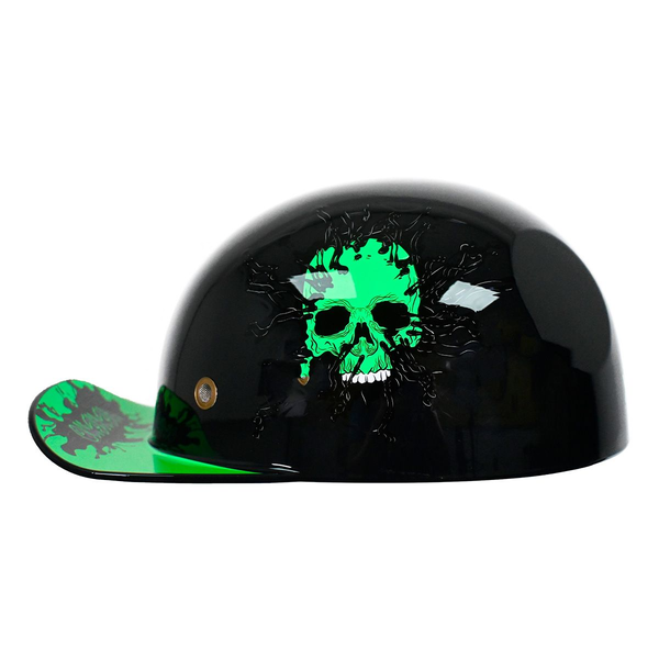 CASCO TIPO GORRA VENENO MED NEGRO/VERDE BRILLANTE C/GAFAS TRASERAS